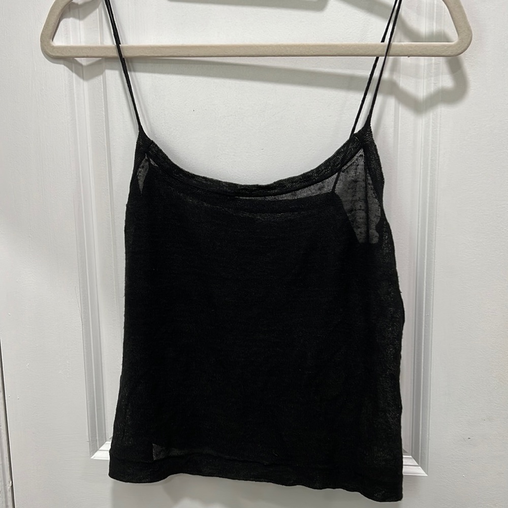 Vintage Banana Republic Linen Black Sheer Tank Top Sz S